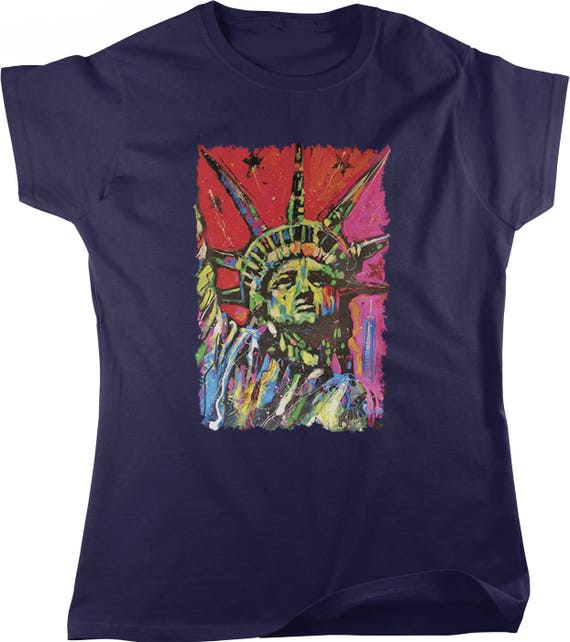 【KOOLOSET】Statue Of Liberty Half Tee Los Angeles Runs New York City Statue Of Liberty T-shirt