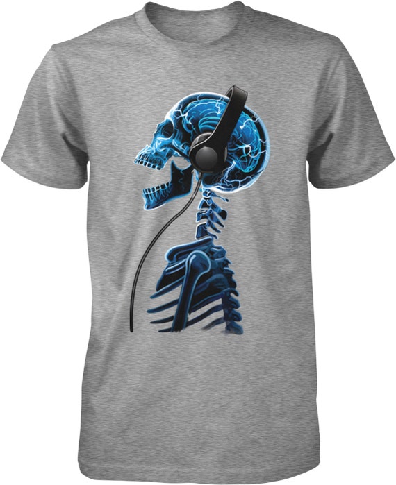 Electric Skeleton With Headphones, Skeleton X-ray Men's T
