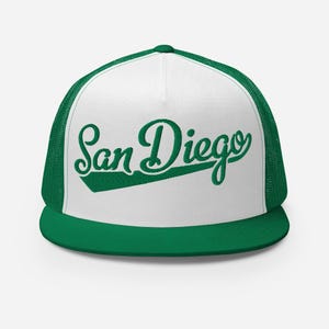 San Diego Script Baseball Font Snapback Trucker Hat NOFO_H025