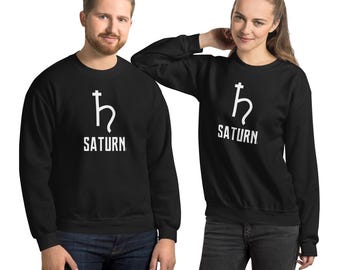 Saturn Symbol Sweatshirt: Unisex Crew Neck - Soft, Warm Cotton Blend