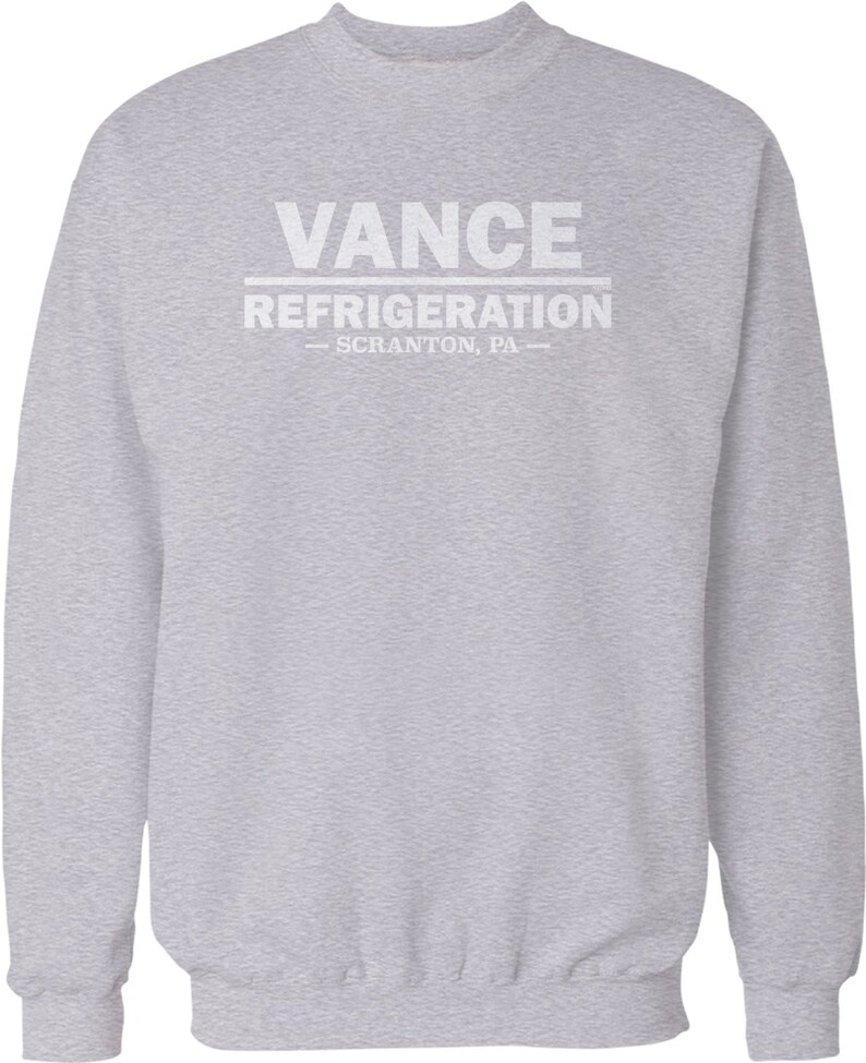 K&ouml;nnte beinhalten: Grauer Sweatshirt mit wei&szlig;em Text, der "VANCE REFRIGERATION - SCRANTON, PA -" lautet.