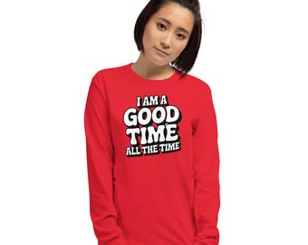 Humor Herr Långärmad T-shirt - Avslappnad bomullströja med roligt citat