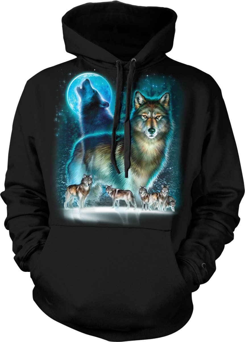 Wolf Moon Silhouette, Wolf Howling, Wolf Pack Hooded