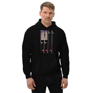 Distressed American Fishing Flag Unisex Hoodie