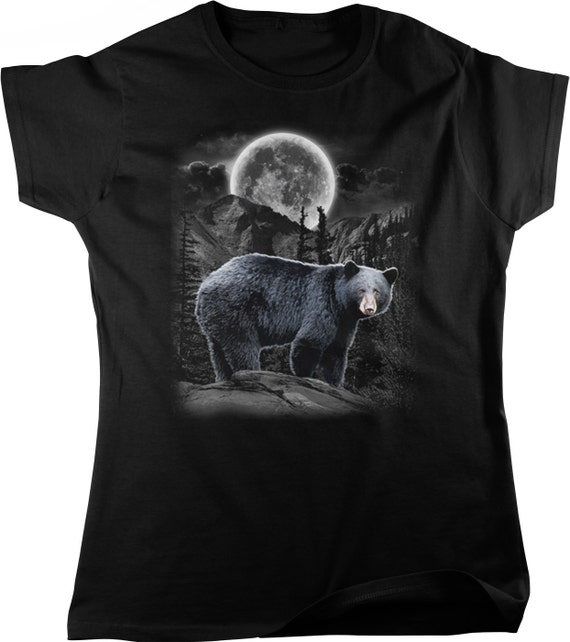 Black Bear, Moon, Mountains Women's T-shirt, NOFO_00444 - Etsy