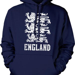 Sudadera con capucha y escudo real de Inglaterra, diseño de los Tres Leones, NOFO_00238 Navy