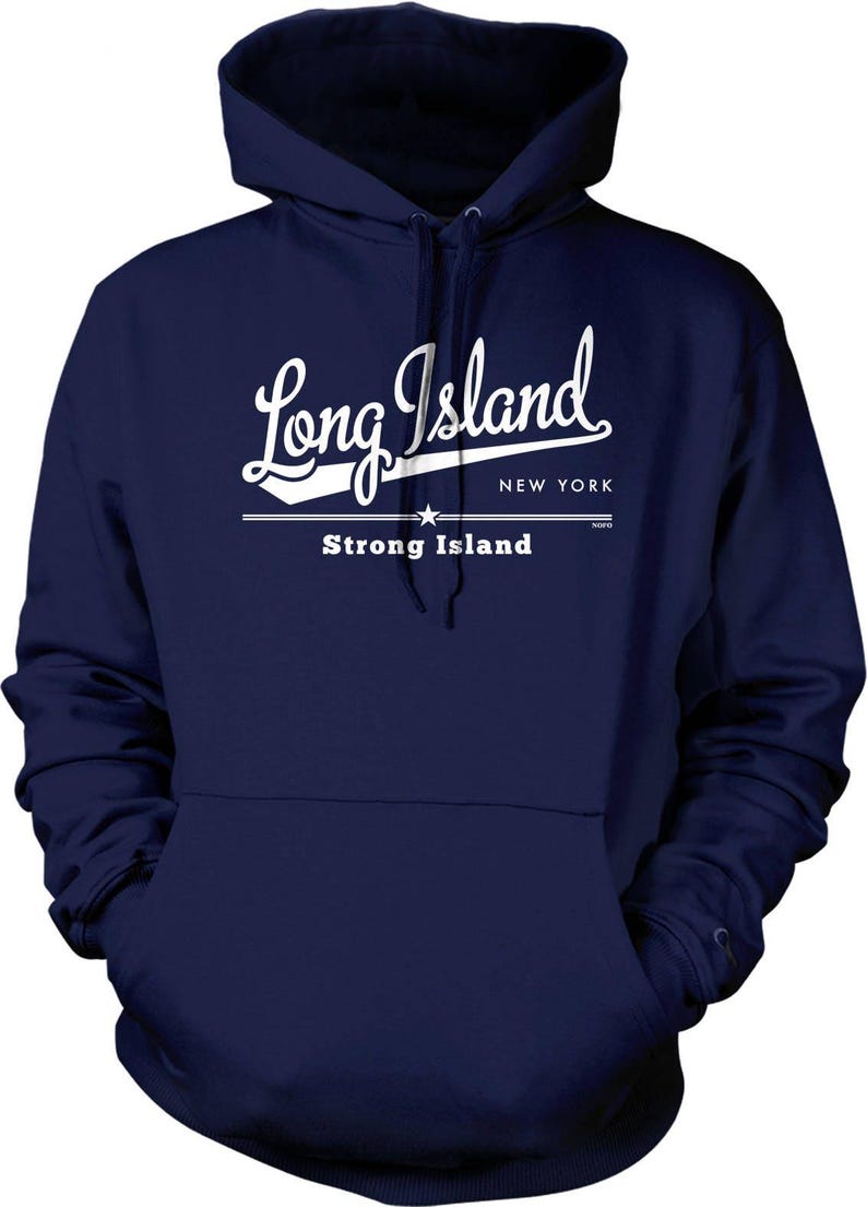 Long Island Hoodie Sweatshirt: Cozy Unisex Pullover with Pocket, NOFO_01173 Navy