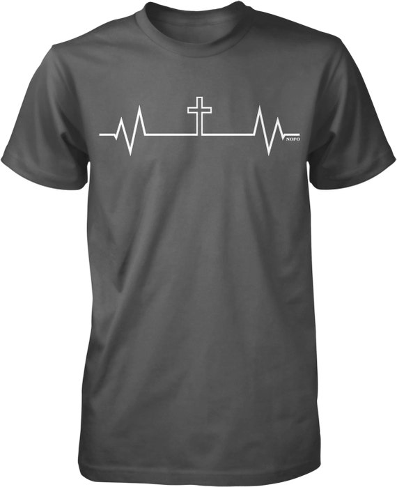 Christian Heartbeat Cross Heartbeat Men's T-shirt | Etsy