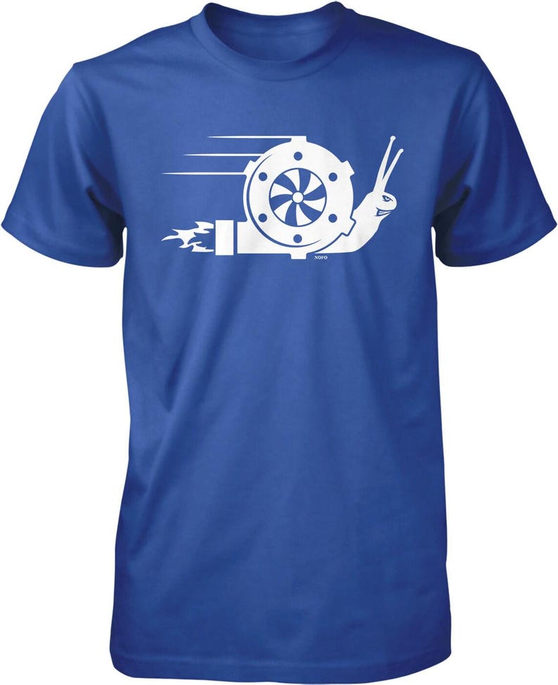 Turbo Snail T-Shirt: Racing Style Graphic (Men's Sizes S-XXL), NOFO_01708 Royal