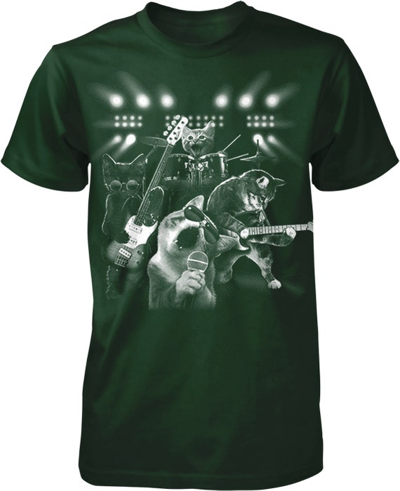 Cat Rock Band, Cats Playing Guitar and Drums Men's T-shirt