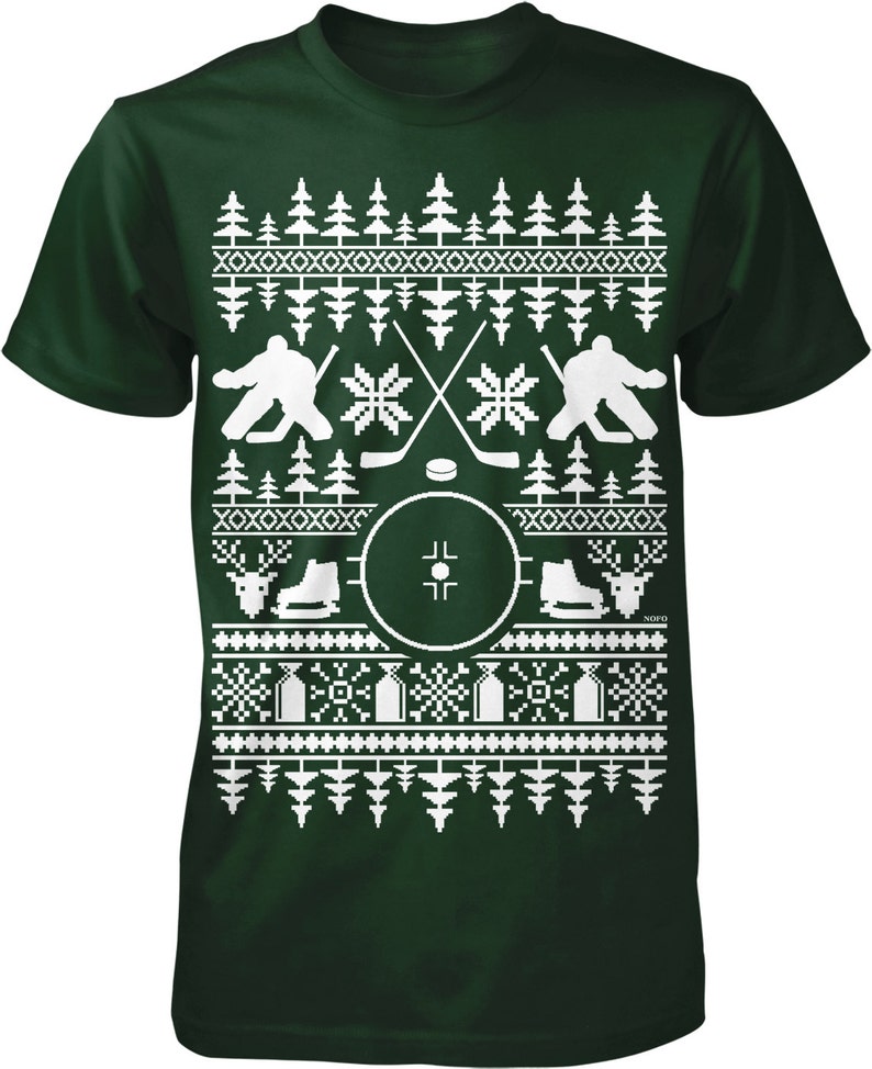Hockey Ugly Christmas Sweater Men's T-shirt NOFO_00844 - Etsy