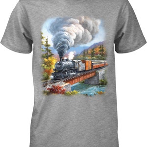 Train Crossing, Locomotive Bridge Men's T-shirt, NOFO_00412