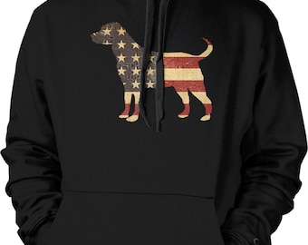 Vintage American Flag Labrador Retriever Hooded Sweatshirt, NOFO_01616