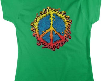 Peace Symbol T-Shirt: Vibrant Graphic Women's Cotton Tee - Soft & Breathable, NOFO_01595