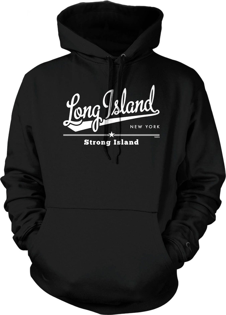 Long Island Hoodie Sweatshirt: Cozy Unisex Pullover with Pocket, NOFO_01173 Black