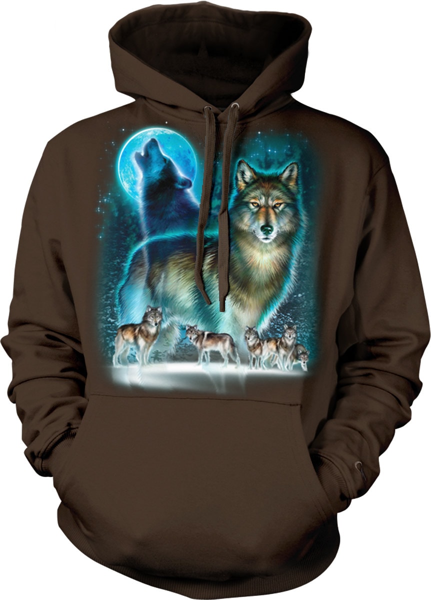 Wolf Moon Silhouette, Wolf Howling, Wolf Pack Hooded