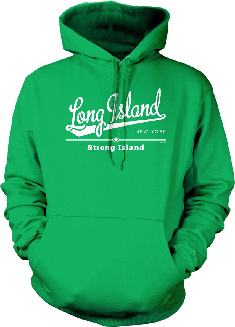 Long Island Hoodie Sweatshirt: Cozy Unisex Pullover with Pocket, NOFO_01173 Irish Green