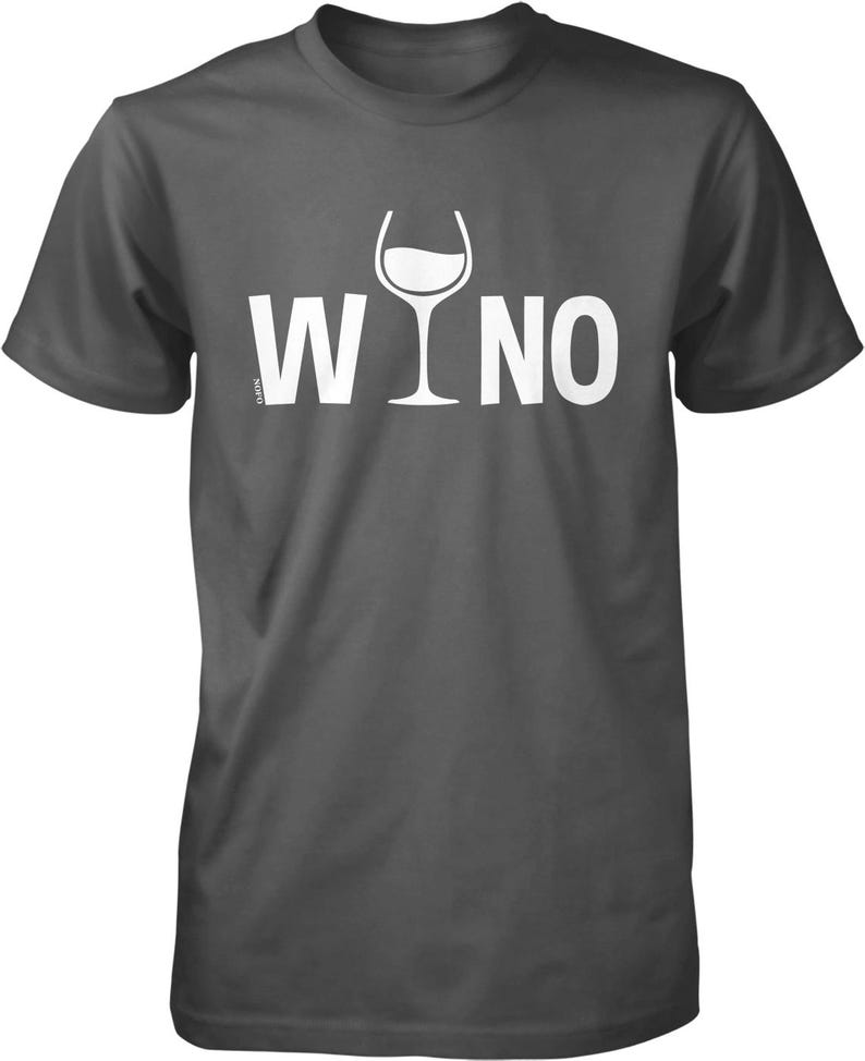 A gray t-shirt with the word "WINO" printed on it in white letters.