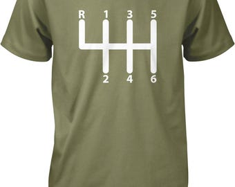6-Speed Manual Transmission T-Shirt: Gear Stick Shift Design, NOFO_00523