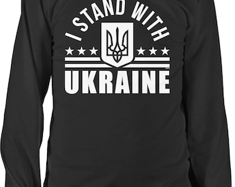 Men's Long Sleeve Shirt: Stand with Ukraine Design - Cotton Comfort, NOFO_03192