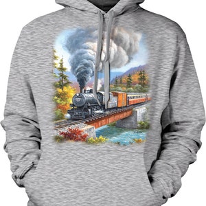 Train Crossing, Locomotive Bridge Hooded Sweatshirt, NOFO_00412