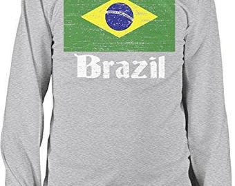 Brazilian Flag Shirt - Men's Cotton Long Sleeve with NOFO Design, NOFO_00075