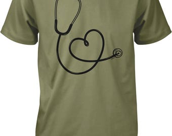 Stethoscope Heart T-shirt: Nurse Love Design, Soft Cotton