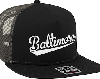 Baltimore Script Baseball Font Snapback Trucker Hat NOFO_H008