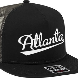 Atlanta Script Baseball Font Snapback Trucker Hat NOFO_H024