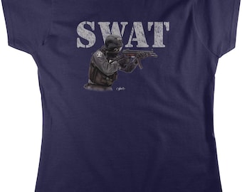 Law Enforcement T-Shirt: Women's Cotton Tee with SWAT Design, NOFO_01610