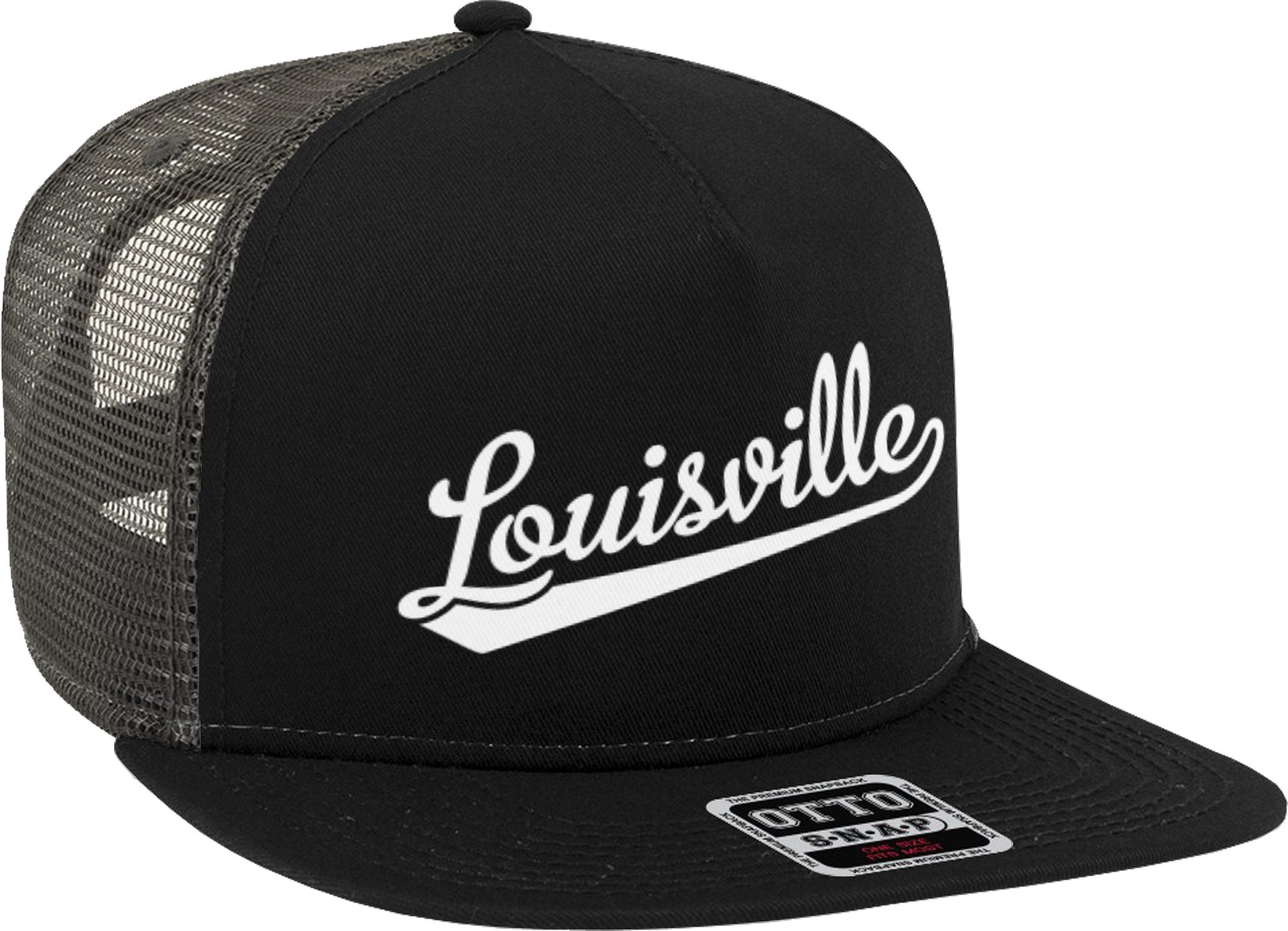 Lauren Moshi Black Trucker Hat with White Script Logo MOONSMC® OG Logo White Embroidered 5 Panel Trucker Hat main image 4
