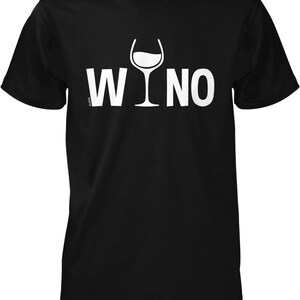 A black t-shirt with the word "WINO" printed on it in white text.