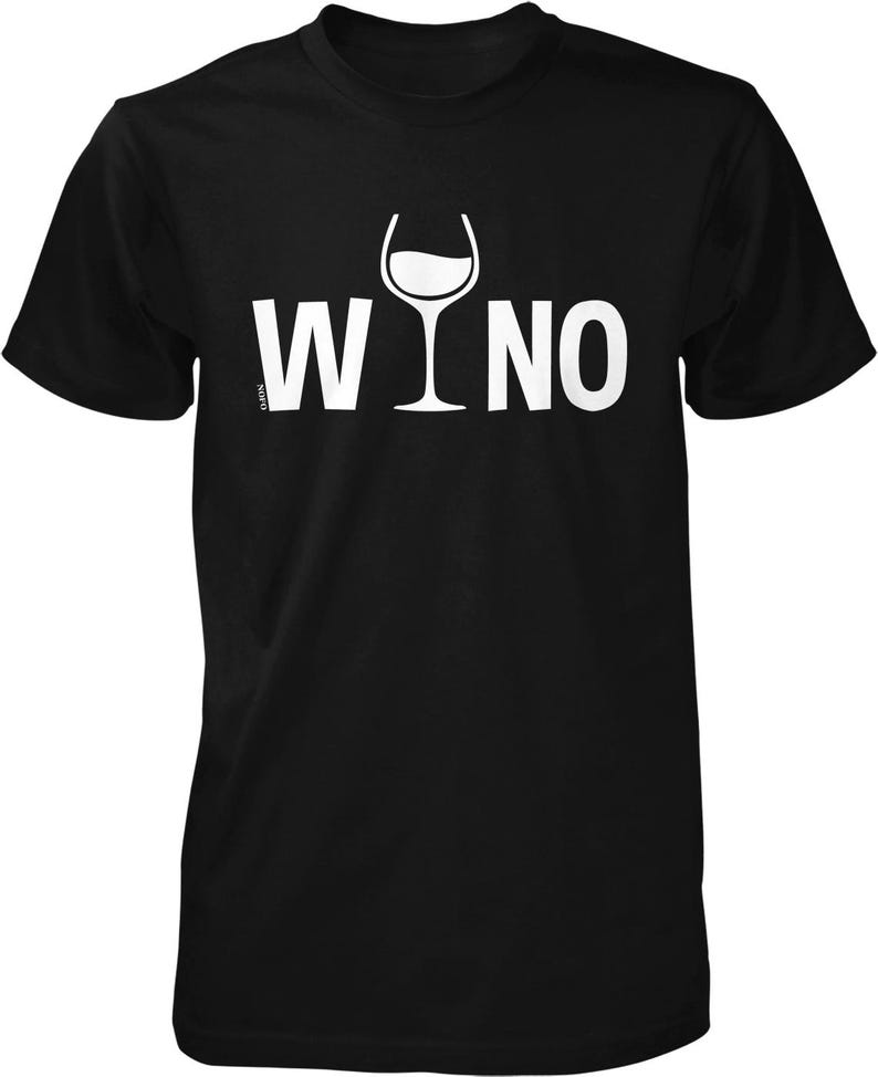 A black t-shirt with the word "WINO" printed on it in white text.