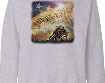 Sudadera de cuello redondo de Iwo Jima - Diseño vintage de bandera militar estadounidense, NOFO_01621