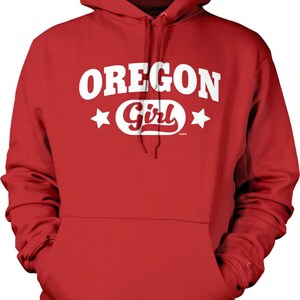Oregon Girl Hoodie: Soft Cotton Blend, Pouch Pocket, NOFO_00995 Red