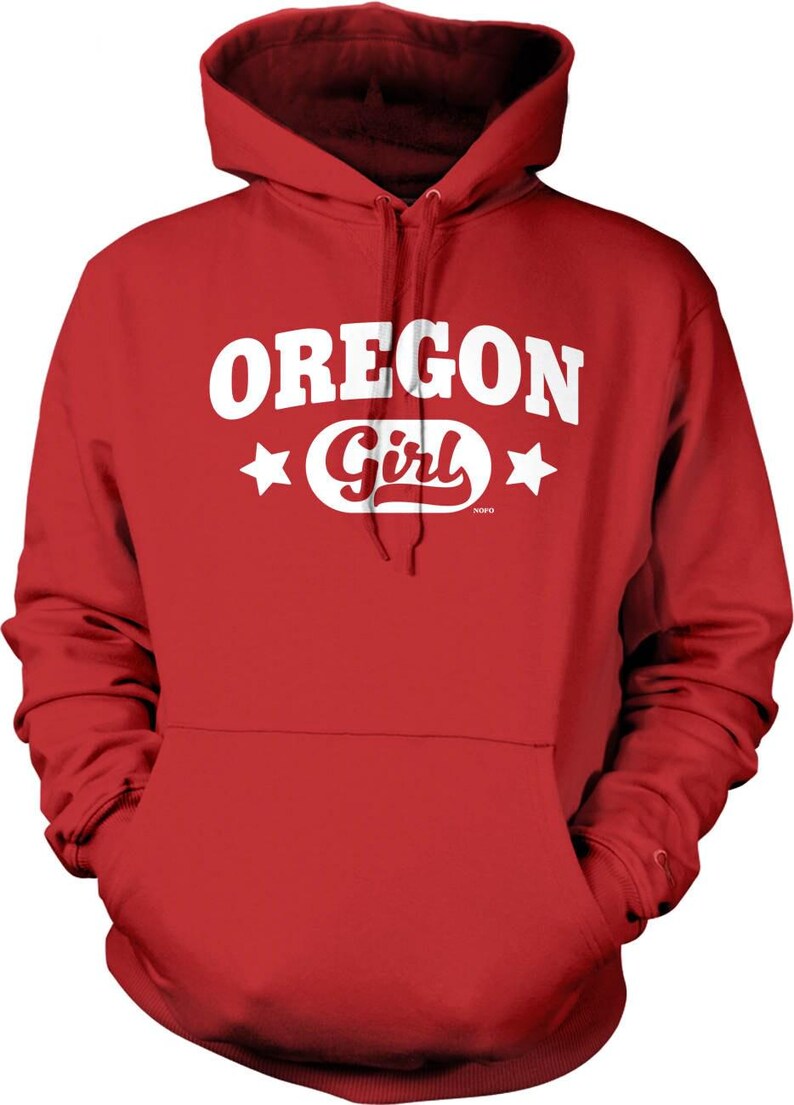 Oregon Girl Hoodie: Soft Cotton Blend, Pouch Pocket, NOFO_00995 Red