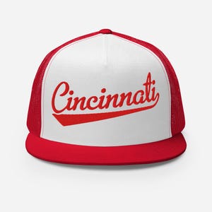 Cincinnati Script Baseball Font Snapback Trucker Hat NOFO_H036