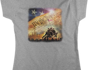 Camiseta con bandera estadounidense: Camiseta de algodón estilo vintage (tallas de mujer S-XL), NOFO_01621