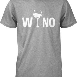 A gray t-shirt with the text "WNO" printed on it.