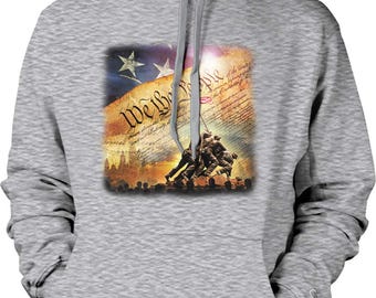 Sudadera con bandera estadounidense - Estilo vintage con bolsillo cangurera, NOFO_01621