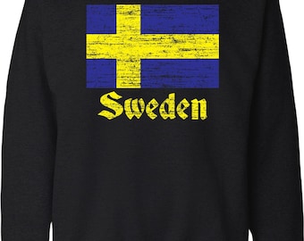 Swedish Flag Sweatshirt, Unisex Cotton Blend (Crew Neck S-XXL), NOFO_00011