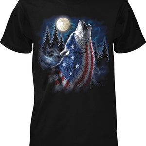 American Flag Wolf, Flag Pattern Wolf Men's T-shirt, NOFO_00933