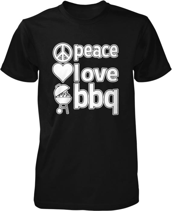 Men's BBQ T-Shirt: Peace, Love, Grillin - Soft Cotton, NOFO_00422