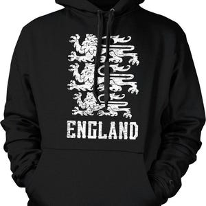 Sudadera con capucha y escudo real de Inglaterra, diseño de los Tres Leones, NOFO_00238 Black