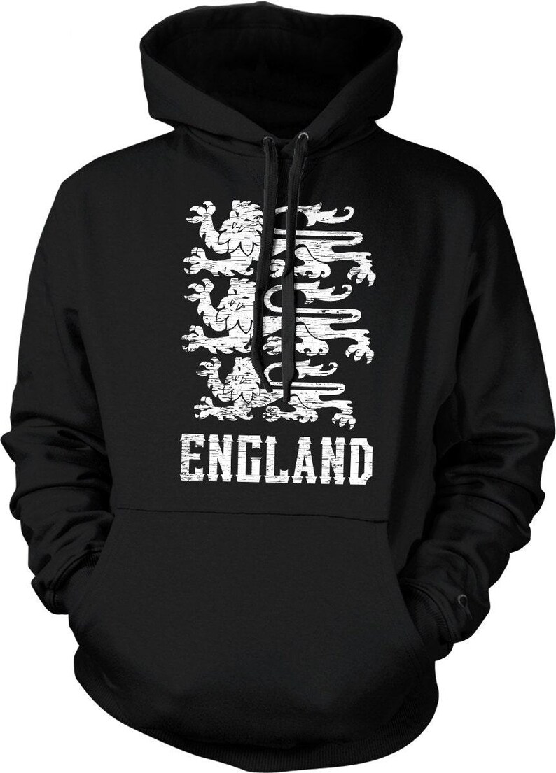 Sudadera con capucha y escudo real de Inglaterra, diseño de los Tres Leones, NOFO_00238 Black