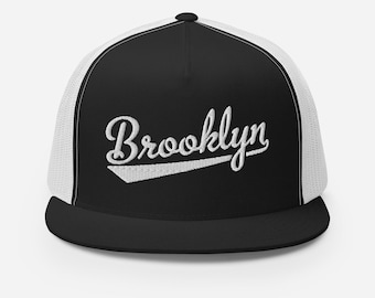 Brooklyn Script Baseball Font Snapback Trucker Hat, NOFO_H001