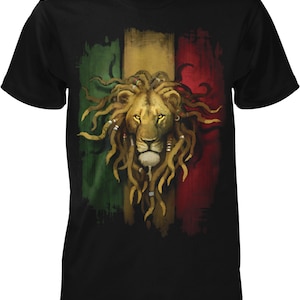 Rasta Lion, Rastafarian Lion, Lion Dreds Men's T-shirt, NOFO_00380