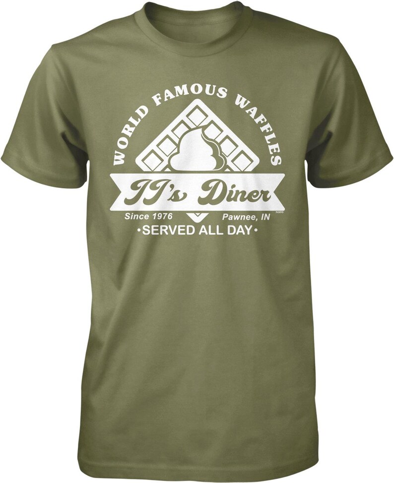 JJ's Diner, Waffles Famosos en Todo el Mundo Camiseta para Hombre, NOFO_02795 Military Green