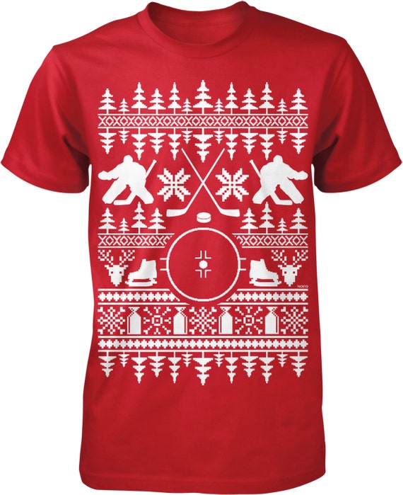 Hockey Ugly Christmas Sweater Men s T shirt NOFO 00844 Etsy Canada