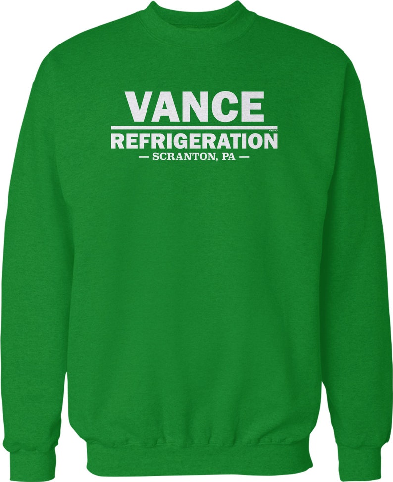 K&ouml;nnte beinhalten: Gr&uuml;ner Pullover mit wei&szlig;em Text, der "VANCE REFRIGERATION - SCRANTON, PA -" lautet.